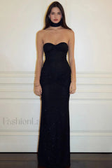 Sexy Strapless Sequin Maxi Dress