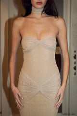 Sexy Strapless Sequin Maxi Dress