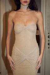 Sexy Strapless Sequin Maxi Dress