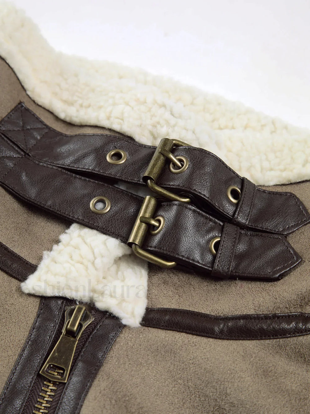 Sherpa Lined Shearling Trendy Leather Flight Vest Vests