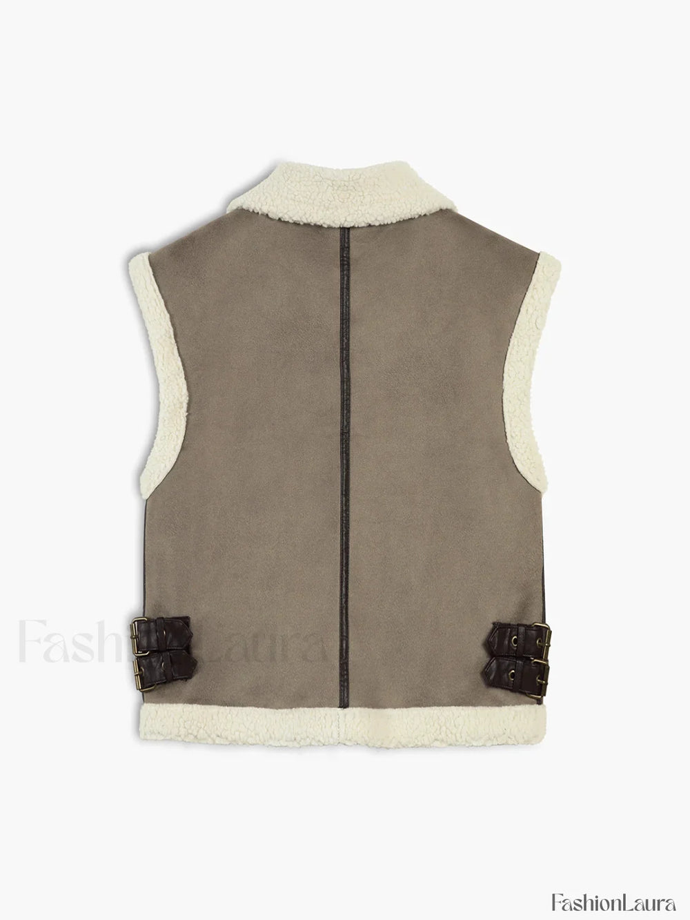 Sherpa Lined Shearling Trendy Leather Flight Vest Vests