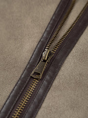 Sherpa Lined Shearling Trendy Leather Flight Vest Vests