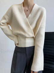 She’s Effortless Graceful Wrap Sweater Off White / XS Sweaters L