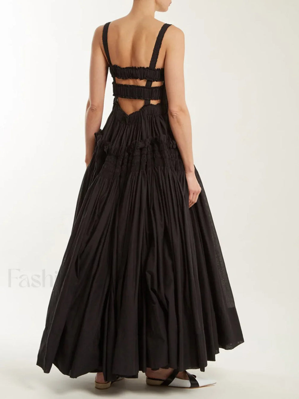Shirred Pleated Graceful Cami Long Dress Dresses