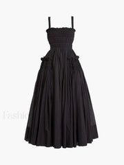 Shirred Pleated Graceful Cami Long Dress Dresses