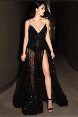 Side Split Sequin Charming Party Maxi Dress Party Dresses L