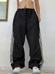 Side Stripe Wide Leg Pants Black / S Wide Leg Pants