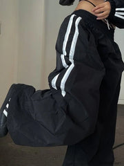 Side Striped Black Wide Leg Pants Black / S Wide Leg Pants