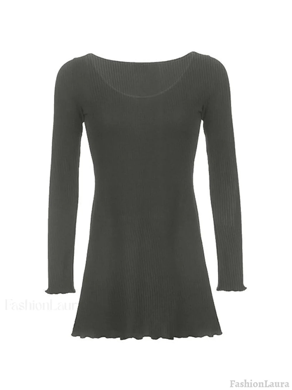 Simple Knitted Long Sleeve Mini Dress Mini Dresses
