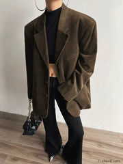 Single Breasted Graceful Corduroy Blazer Dark Brown / XS Blazers