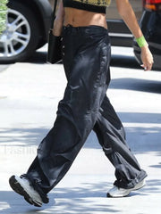 Size Friendly Low Waist Parachute Cargo Pants Cargo Pants