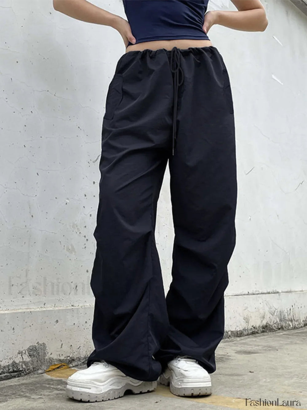 Size Friendly Low Waist Parachute Cargo Pants Cargo Pants