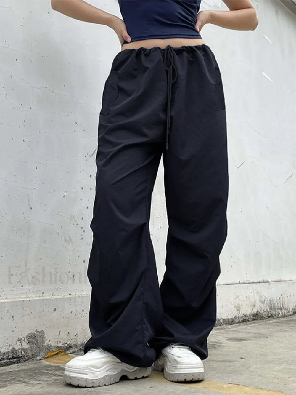 Size Friendly Low Waist Parachute Cargo Pants Cargo Pants