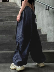 Size Friendly Low Waist Parachute Cargo Pants Cargo Pants