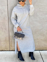 Slant Pockets Hoodie Dress Gray / M Sweatshirts & Hoodies L