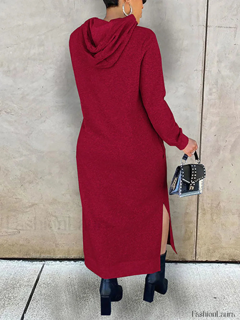 Slant Pockets Hoodie Dress Sweatshirts & Hoodies L