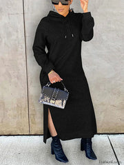 Slant Pockets Hoodie Dress Sweatshirts & Hoodies L