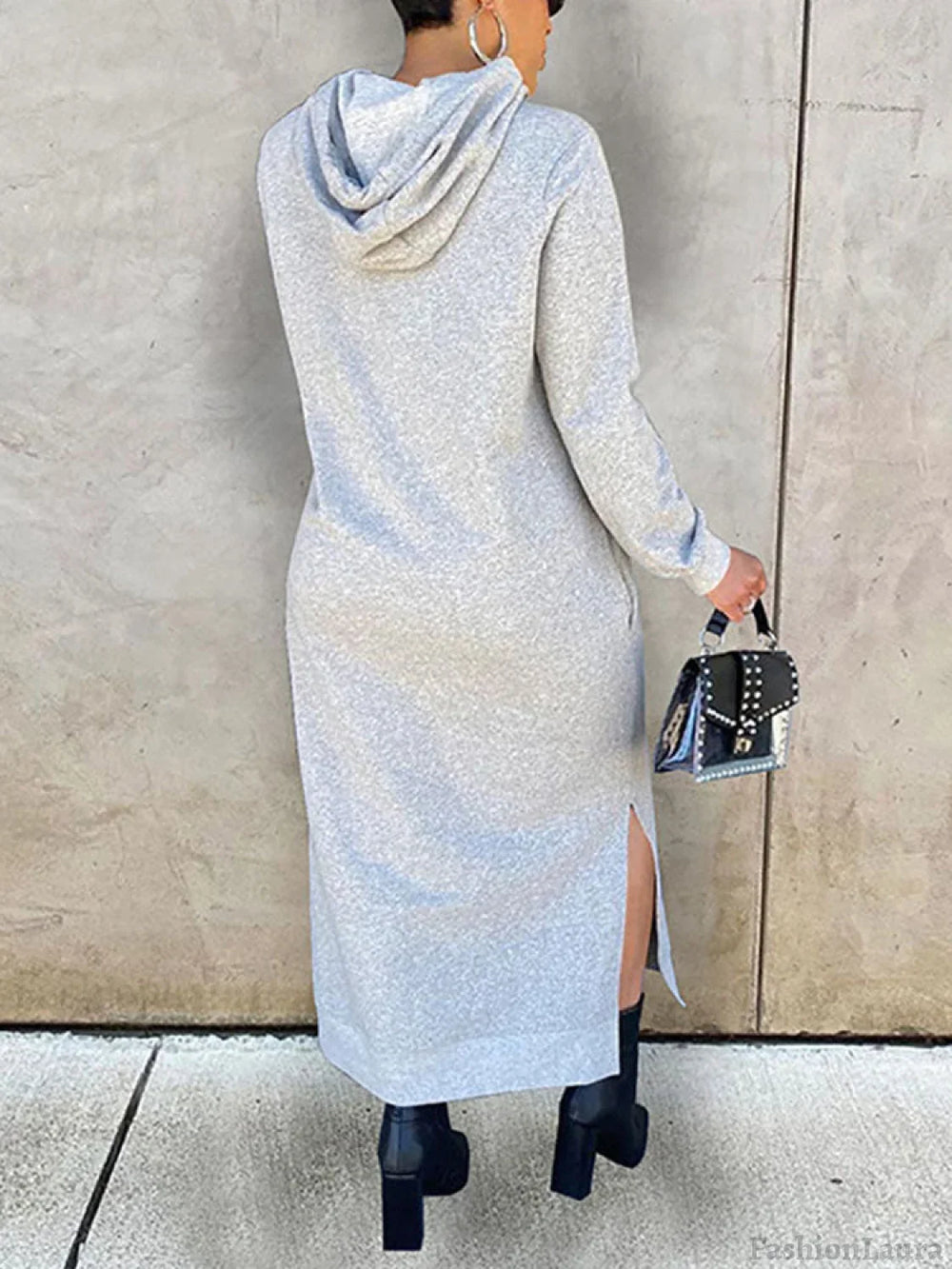 Slant Pockets Hoodie Dress Sweatshirts & Hoodies L