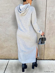 Slant Pockets Hoodie Dress Sweatshirts & Hoodies L