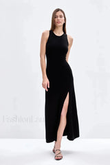Sleeveless Split Bodycon Work Dress Black / S