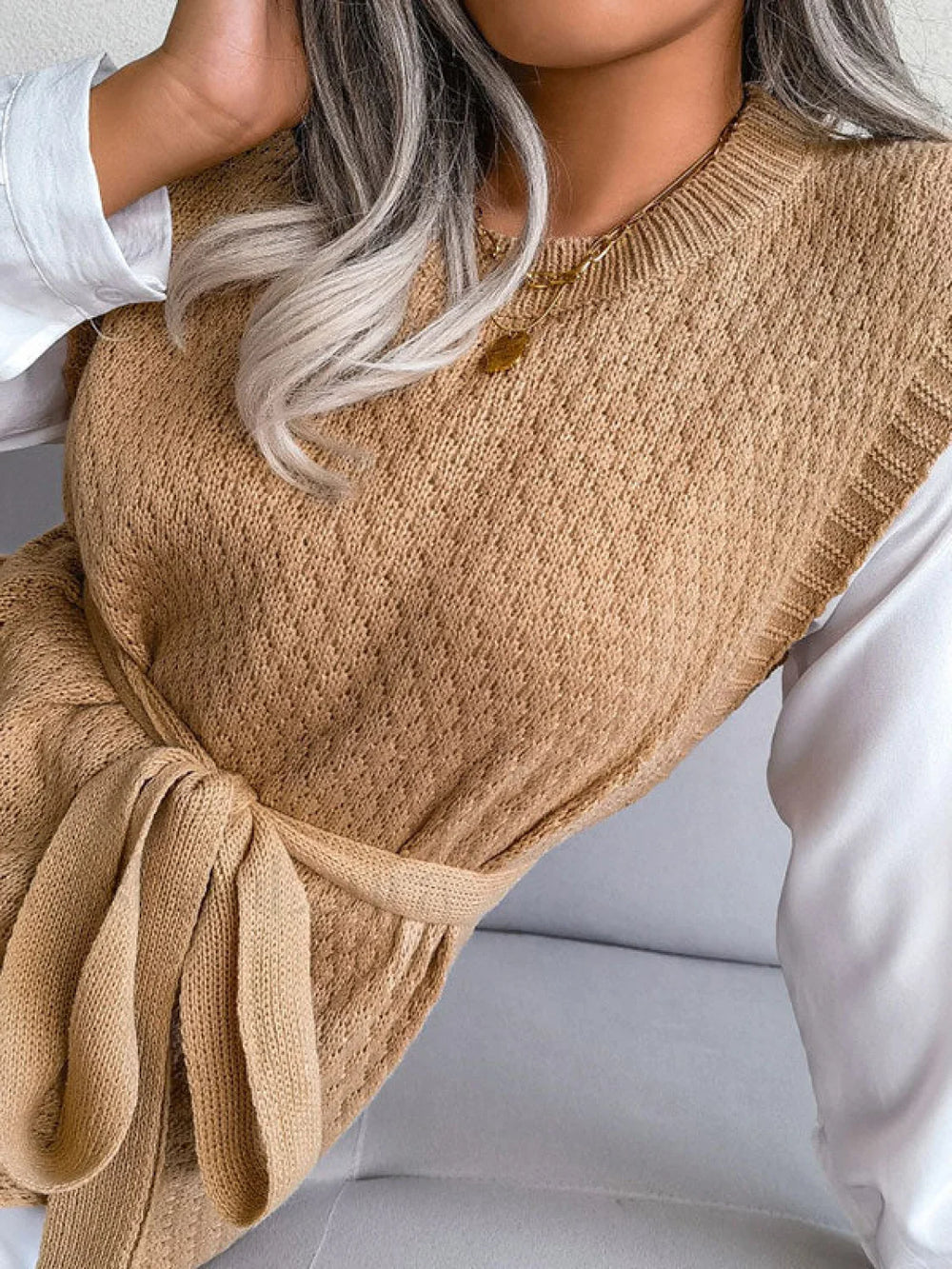 Sleeveless Split Knit Midi Dress Midi Dresses