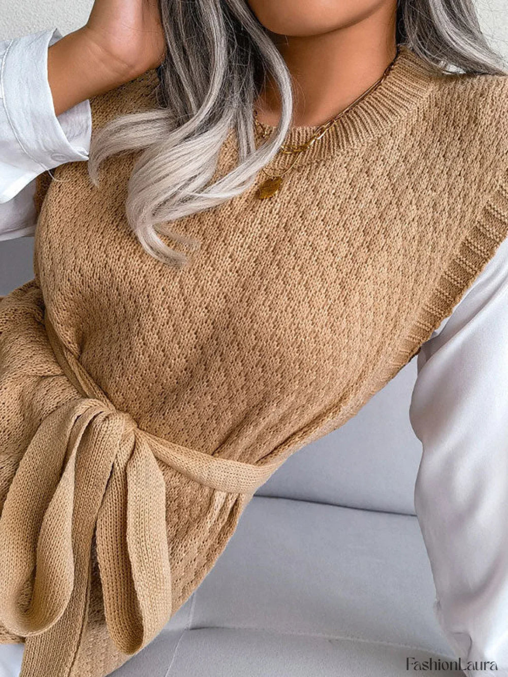 Sleeveless Split Knit Midi Dress Midi Dresses