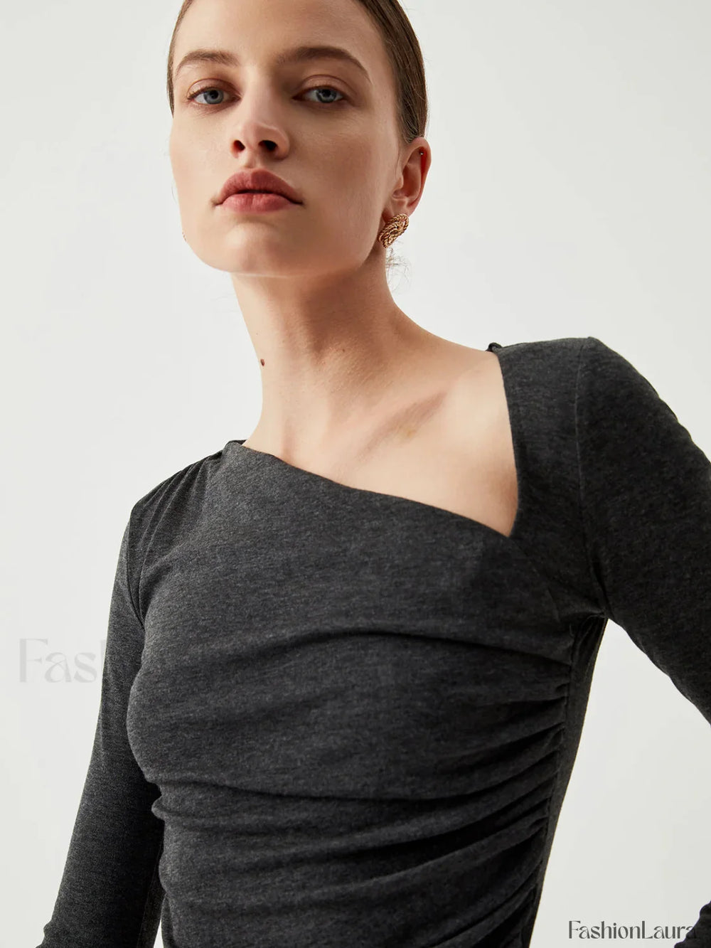 Slinky Asymmetric Graceful Long Sleeve Shirt T Shirts