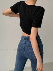 Slinky Metal Ring Trendy Short Sleeve Top T Shirts