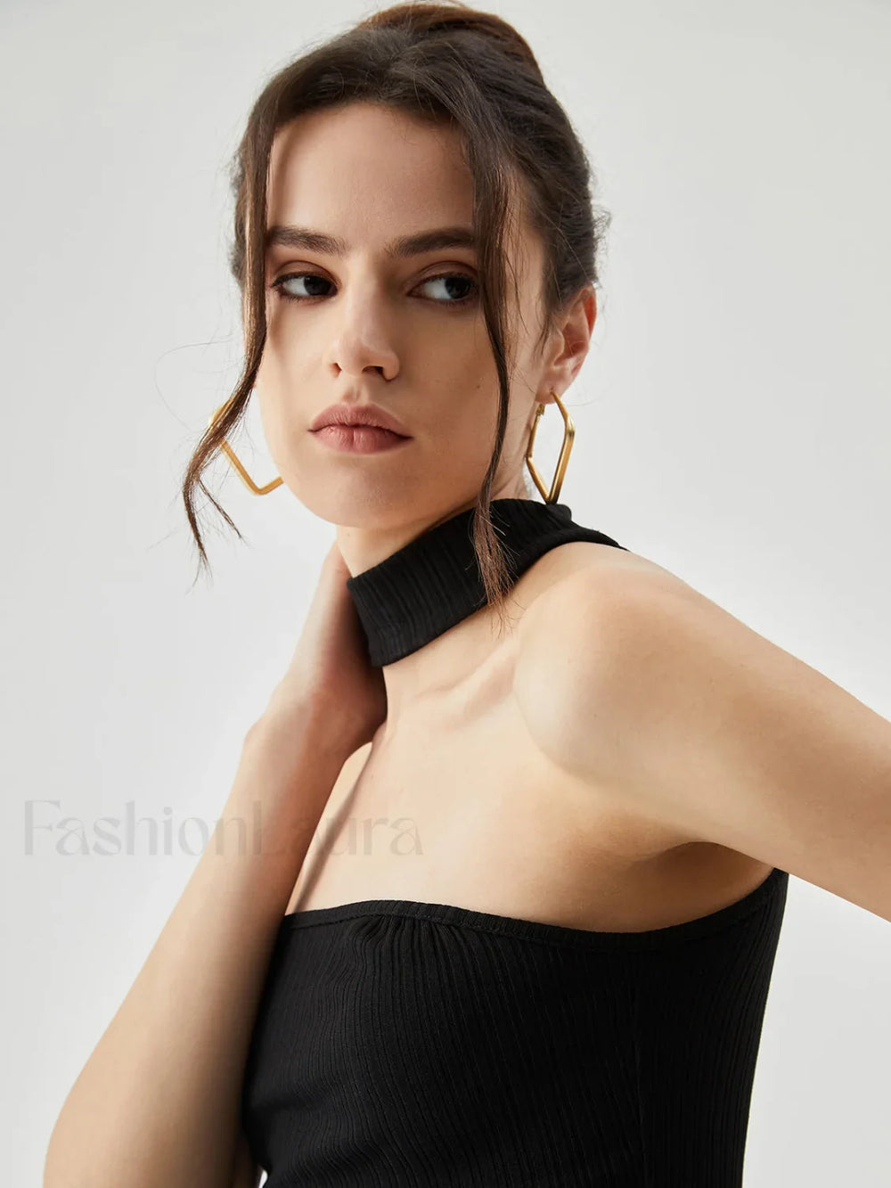 Slinky Solid Graceful Halter Top Tank Tops & Camis