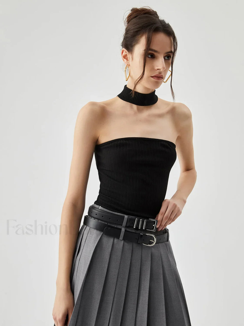 Slinky Solid Graceful Halter Top Tank Tops & Camis