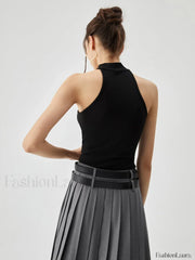 Slinky Solid Graceful Halter Top Tank Tops & Camis