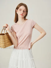 Soft Wool Lace Up Summer Grey T Shirt Pink / XS