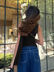 Solid Asymmetrical Graceful Hem Tank Top Tank Tops & Camis