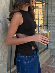 Solid Asymmetrical Graceful Hem Tank Top Tank Tops & Camis