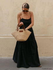 Solid Backless Long Dress Dresses