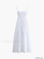Solid Backless Long Dress White / XS Dresses