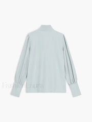 Solid Button Graceful Stand Collar Shirt Shirts