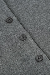 Solid Buttoned High Collar Bodycon A Line Work Dress