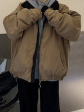 Solid Color Vintage Zip Up Jacket Khaki / S Jackets