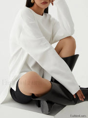 Solid Crew Graceful Neck Split Top T Shirts