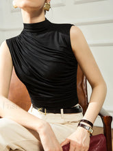 Solid Draped Graceful Crew Neck Top Black / XS Tank Tops & Camis