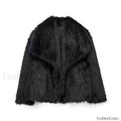 Solid Faux Graceful Fur Collar Jacket Women Faux Fur Coats