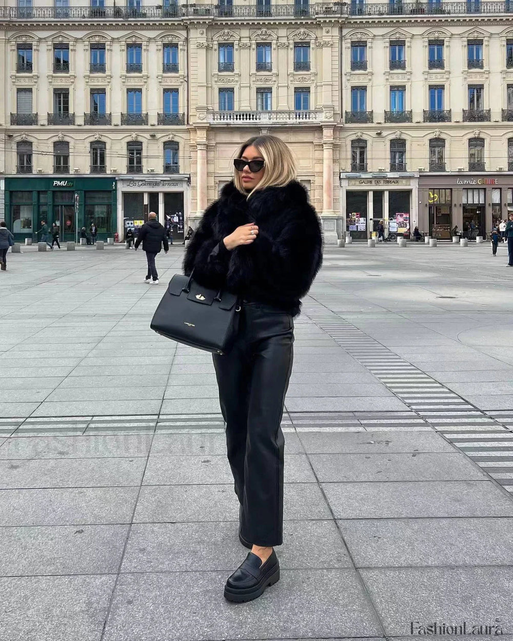 Solid Faux Graceful Fur Collar Jacket Women Faux Fur Coats