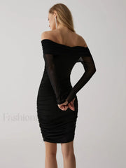 Solid Off Shoulder Pleated Trendy Floral Short Dress Dresses