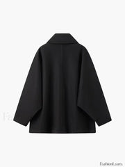 Solid Oversized Graceful Pocket Button Coat Wool Coats