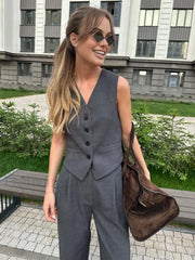 Solid Structured Graceful Suit Vest Vests