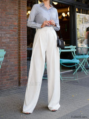 Solid Wide Graceful Leg Pants Pants