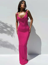 Spaghetti Rose Backless Maxi Dress
