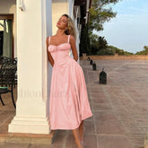 Spaghetti Strap Lace Up Floral Dress pink / S