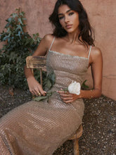 Sparkle Glitter Split Maxi Dress